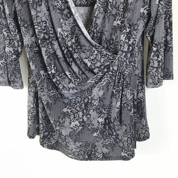 Lane Bryant Floral Faux Wrap Blouse Women's Plus Size 18/20 Surplice Career - Picture 2 of 11